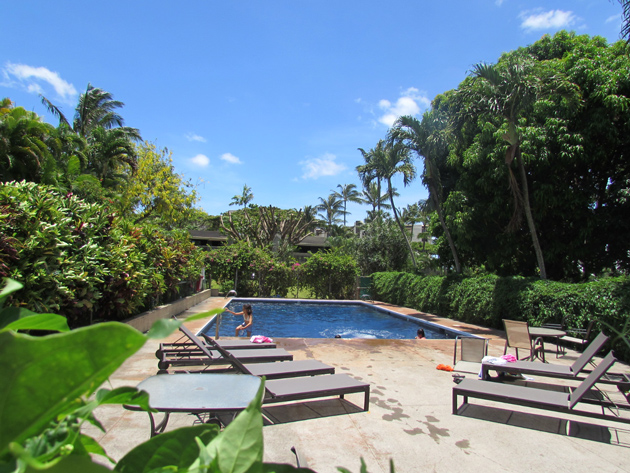 One of two pools on the property.