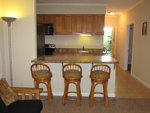 Kitchen area viewed from living area.